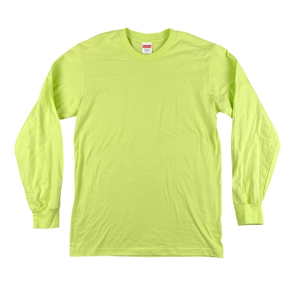 Supreme‎ Shirt Long Sleeve Men S Green USA Crewneck Casual Streetwear Basic EUC